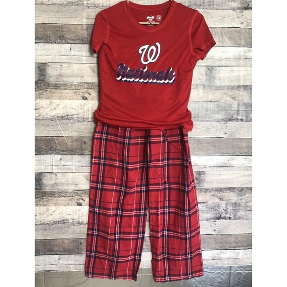 Washington Nationals Concept Sports MLB Women Flannel Pants Tee Sleep Set Sz. S - Picture 1 of 16